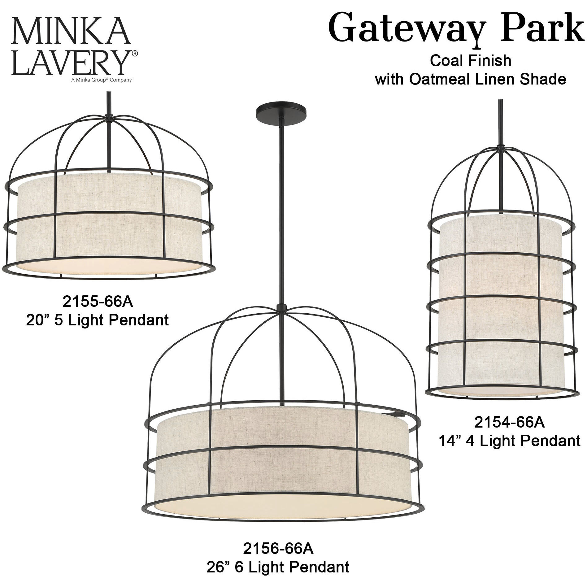 Gateway Park 5 Light 20 inch Coal Convertible Pendant / Semi Flush Ceiling Light